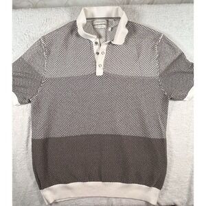 Denim & Flower by Ricky Singh textured knit polo sweater in a soft cotton/modal